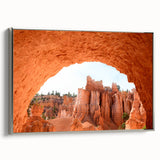 Framed canvas of Bryce Canyon landscape art in colorful hues, ideal for living room decor.