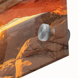Large abstract wall art of Canyonlands in Utah, depicted in mid-century modernist style on acrylic glass.