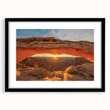 Extra large framed print of abstract, colorful art depicting Utah's Canyonlands, ideal for living room decor.