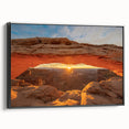 Black and white framed canvas of Canyonlands landscape, ideal for bedroom wall art.