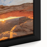 Extra large framed canvas of a textured depiction of Canyonlands, featuring vivid colors on a black background.