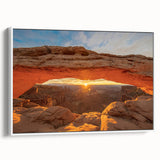 Vintage poster art of Canyonlands with colorful palette on extra large framed canvas, ideal for living room decor.