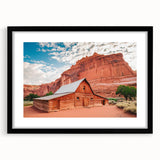 Abstract art print of Utah's Capitol Reef in vibrant colors on a textured, extra large canvas, ideal for living room decor.