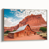 Framed canvas landscape art painting of Utah's Capitol Reef in muted earth tones.