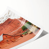 Extra large rolled print of Capitol Reef with line art flowers in earth tones, ideal for large living room wall art.