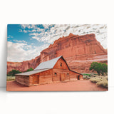 Black and white large art print of Utah's Capitol Reef on stretched canvas, suitable for kitchen or bedroom wall art.
