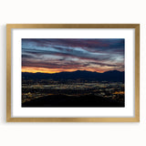 Extra large abstract art print of Salt Lake City in textured style, featuring muted earth tones, framed in gold.