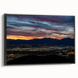 Black and white framed canvas of Salt Lake City landscape, ideal for bedroom wall decor.