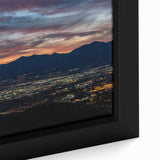 Framed canvas of Salt Lake City with black textured art and colorful accents, ideal for large living room walls.