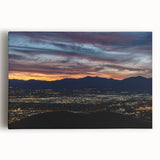 Black and white large art print of Salt Lake City on stretched canvas, ideal for kitchen wall art.