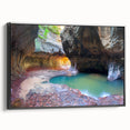 Black and white framed canvas of Zion National Park landscape, ideal for bedroom wall decor.