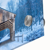 Large abstract wall art depicting Vermont scenery in mid-century modernist style on acrylic glass.