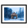 Abstract art print of Vermont scenery in vibrant colors on a large framed canvas, ideal for living room decor.