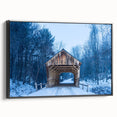 Black and white framed canvas of a Vermont landscape, ideal for bedroom wall art.