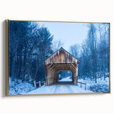 Framed canvas featuring a vintage-style Vermont landscape in muted gold and black tones, ideal for bedroom wall decor.