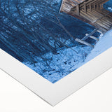 Art deco poster featuring a serene Vermont landscape in muted earth tones on rolled canvas, suitable for dining room decor.