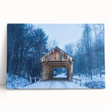 Black and white photo of Vermont scenery on large stretched canvas, ideal for kitchen wall art.