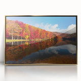 Large art print of a Virginia landscape in mid-century modernist style, framed in gold acrylic.