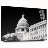 Acrylic print of a large abstract depiction of the Washington DC Capitol in muted earth tones.