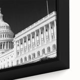 Black wall art of the Washington DC Capitol with colorful, textured accents on a framed canvas, ideal for living room decor.