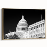Framed canvas wall art featuring a vintage-style painting of the Washington D.C.