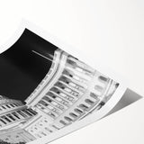 Extra large rolled print of Washington DC Capitol with line art flowers in muted colors.