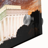 Acrylic print of the Washington DC Lincoln Memorial in muted gray tones, ideal for dining room art.