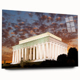 Acrylic print of the Lincoln Memorial in muted gray tones, suitable for bedroom or dining room art.