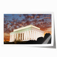 Lincoln Memorial and Reflecting Pool in muted watercolor tones on a large rolled canvas, suitable for dining room wall art.