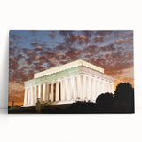 Black and white stretched canvas of the Lincoln Memorial, ideal for kitchen wall art or bedroom.