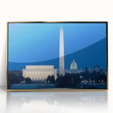 Acrylic print of Washington DC monument in muted gold tones, ideal for nursery wall art.