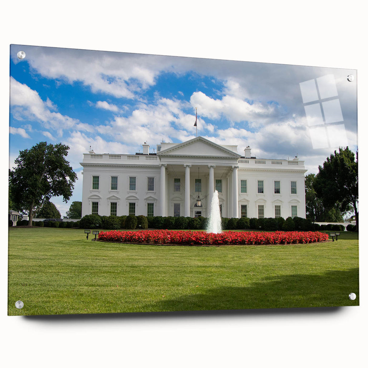 Acrylic print of the White House in pastel tones, ideal for bedroom or dining room art.