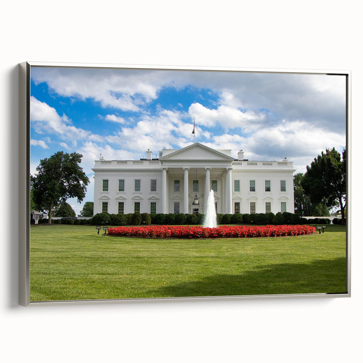 Framed canvas landscape art painting of the White House in Washington D.C.