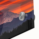 Mid-century modernist art of Mount Rainier in muted earth tones on acrylic glass, suitable for dining room art.