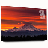 Acrylic print of Mount Rainier in muted earth tones, suitable for bedroom or dining room decor.