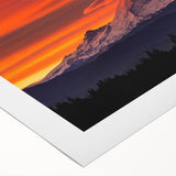 Art deco poster of Mount Rainier in muted earth tones on rolled canvas, suited for dining room wall art.