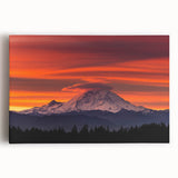 Black and white stretched canvas of Mount Rainier, ideal for kitchen wall art.