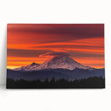 Black and white photograph of Mount Rainier on a large stretched canvas, ideal for kitchen wall art or bedroom decor.