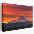Side view of a stretched canvas featuring Mount Rainier in muted earth tones, suitable for kitchen wall art.