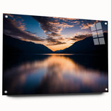 Acrylic print of Olympic National Park in twilight hues, ideal for bedroom or dining room decor.