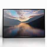 Large abstract wall art featuring a muted color palette of Olympic scenery in a black acrylic frame.