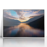 Framed acrylic print of Olympic National Park with lush greenery and mountains, in art deco style.