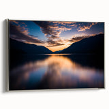 Framed canvas featuring a vintage-style landscape painting of Olympic National Park with colorful and black tones.