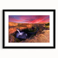Extra large abstract art print of colorful, textured Palouse landscape on a black-framed canvas, ideal for living room decor.
