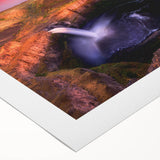 Art Deco poster featuring a serene Palouse landscape on rolled canvas, in soft green and blue tones.