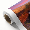 Art deco poster of Palouse, Washington scenery on rolled canvas, featuring pastel shades.
