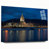 Large abstract wall art of West Virginia scenery on acrylic glass, in muted earth tones.