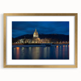 Extra large wall art depicting abstract West Virginia scenery in textured gold tones, framed with a mat.