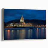 Framed canvas landscape art painting of West Virginia hills in muted earth tones, ideal for rustic living room decor.