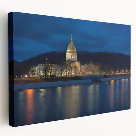 Large canvas print of West Virginia landscape in muted earth tones, suited for kitchen wall art.